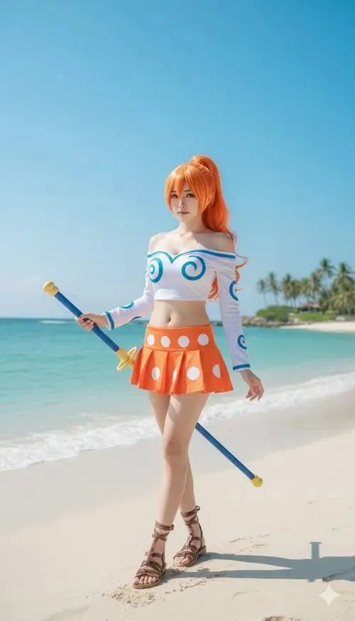 11 Cô gái tóc xanh cầm kiếm trong bộ ảnh hóa thân One Piece toát ra vẻ mạnh mẽ mà vẫn rất cuốn