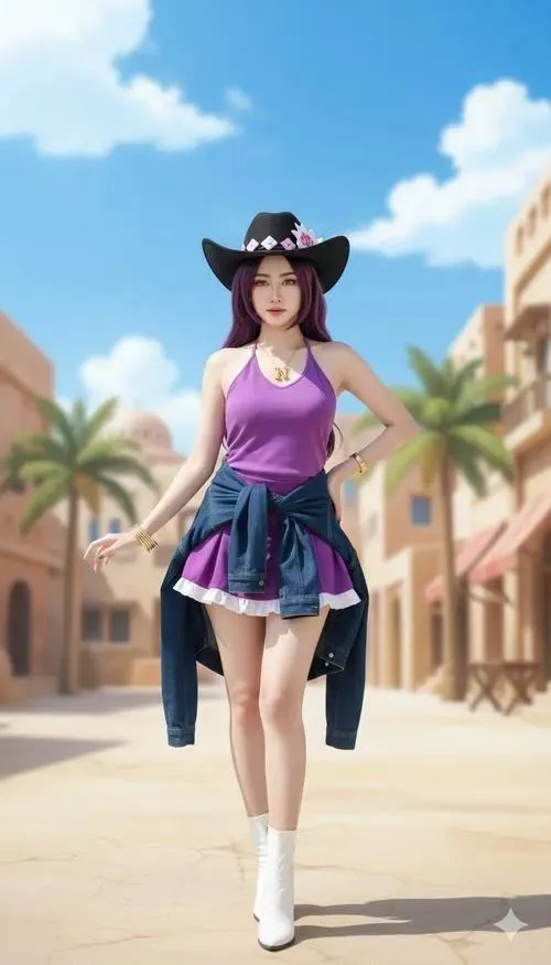 19 Cosplayer diện áo choàng tím và cầm kiếm tạo cảm giác hóa thân chuẩn nhân vật với nét mặt điềm tĩnh