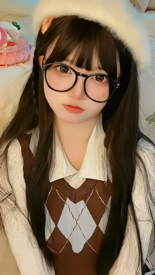 6 Hot girl sexy tóc dài đeo kính gọng tròn cùng áo len nâu tạo tổng thể xinh xắn mà vẫn có gu