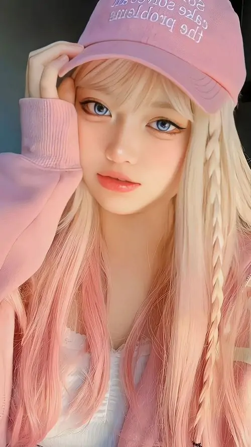 17 Khung cận mặt, nàng xinh đội mũ hồng để lộ son bóng, thần thái pinky giúp gương mặt nhìn hồng hào hơn