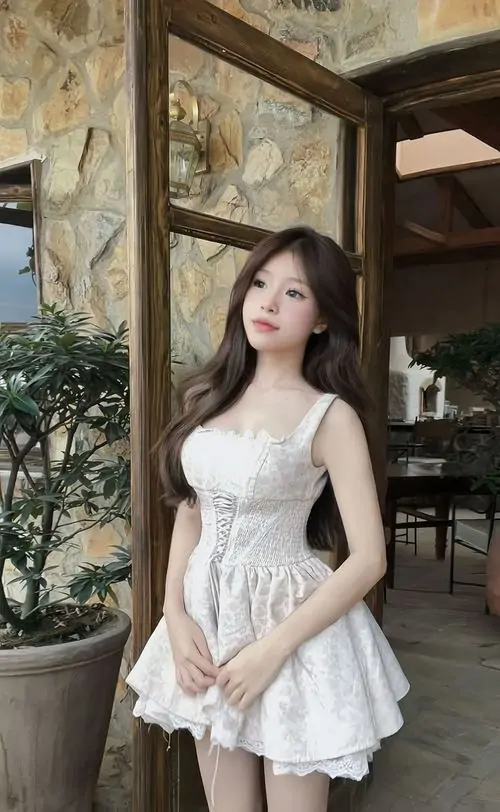 17 Cô nàng xinh xắn mặc chân váy xếp ly ngắn cùng túi đeo vai nhỏ đứng trước khung cửa xanh cho cảm giác tươi sáng