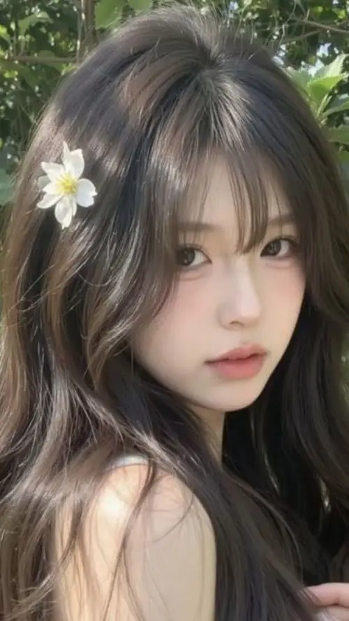 16 Mỹ nhân tóc nâu điểm hoa nhỏ giữa nắng vườn cây ánh nhìn sâu làm nổi bật vẻ đẹp tự nhiên