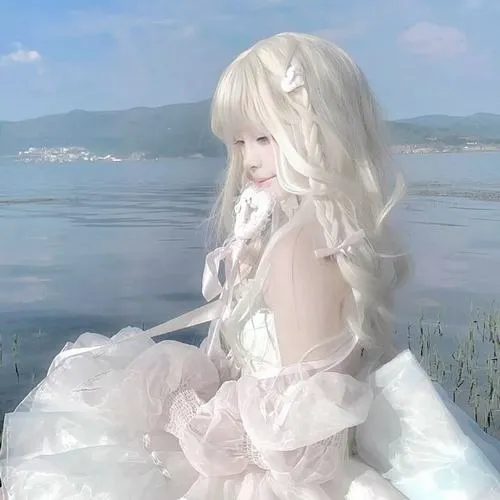 55 Ảnh Gái Xinh Tóc Trắng Cool Ngầu với tạo hình fantasy đẹp tóc dài bạch kim lấp lánh