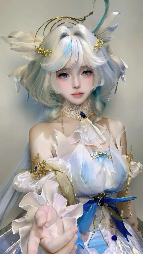 21 Ảnh gái xinh Việt Nam cosplay tóc trắng xanh đội phụ kiện sừng nhỏ cầm hoa tạo nét thanh khiết và rất cuốn hút