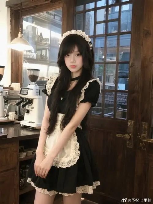 25 Nàng hầu gái xinh xắn đứng trong quán cà phê concept với khay trà trên tay thể hiện sự tận tâm và chu đáo.