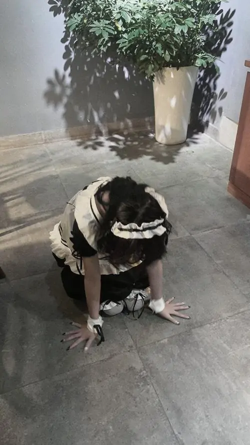 2 Thiếu nữ phục vụ tạo dáng khép nép trong bộ đồ tạp dề trắng tinh khôi mang đậm hơi hướng phong cách Gothic Lolita.