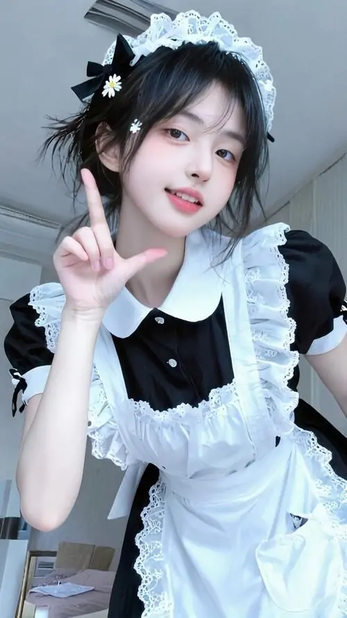 6 Bộ đồ giúp việc với phần bèo nhún tỉ mỉ giúp cô gái tỏa sáng rạng ngời trong không gian phòng ngủ sang trọng.