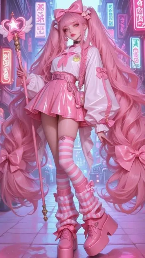 57 Hình nền hoạt hình nữ pháp sư đứng giữa vòng sáng tím như đang thi triển phép, tà áo rơi nhẹ và bóng đổ mờ làm khung hình có chiều sâu, hợp kiểu ảnh nền hoạt họa dành cho người thích sắc tím bí ẩn