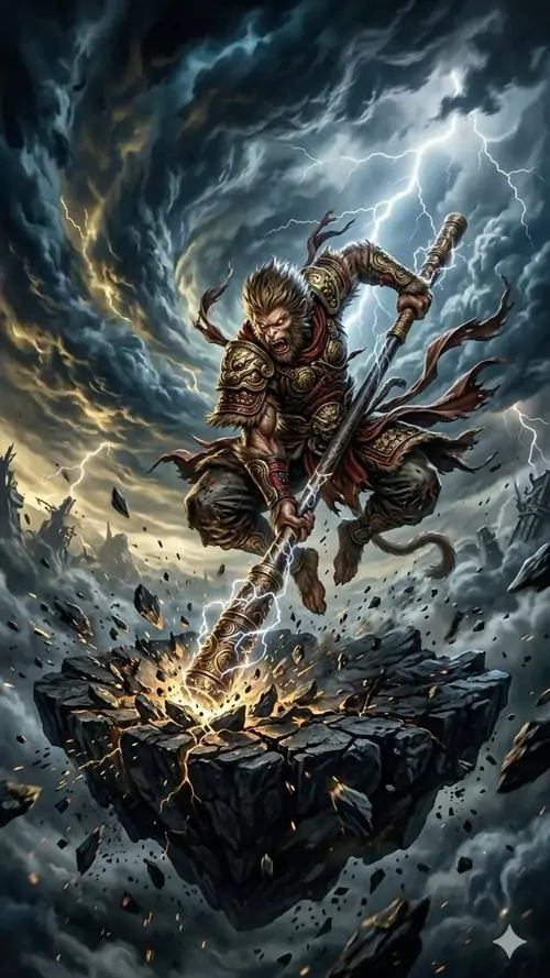 23 Wallpaper Black Myth Wukong đặc tả gương mặt khỉ chiến binh chìm trong bóng tối đôi mắt đỏ làm toàn ảnh trở nên bí ẩn hơn