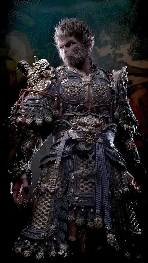 24 Hình nền đẹp Hắc Thần Thoại Ngộ Không nhấn vào nền cảnh cổ xưa cùng mảng mây dày sau lưng chiến binh tạo chiều sâu rõ rệt