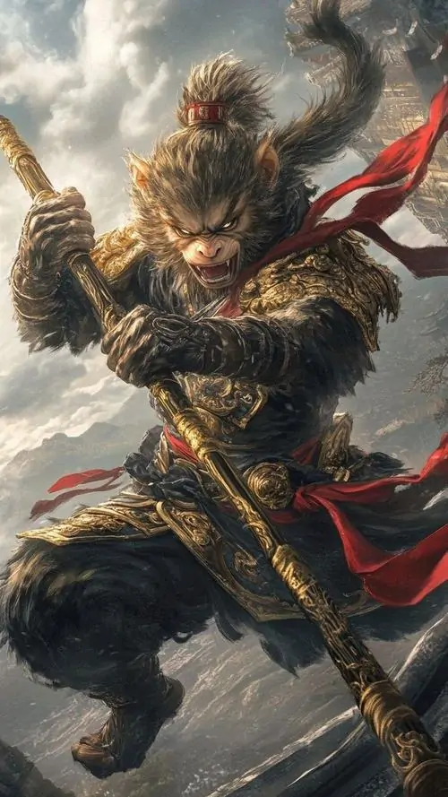 27 Ảnh bìa Black Myth Wukong chọn góc nhìn thấp về pho tượng thiền định giữa tầng mây điện sáng gợi cảm giác hùng vĩ và lặng người
