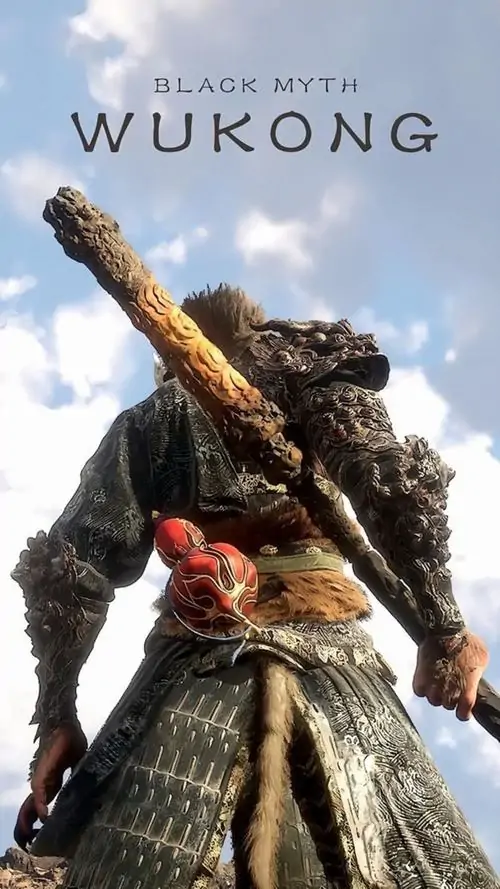 37 Wallpaper dọc Black Myth Wukong dùng chân dung bán thân trên nền chữ game giúp ảnh vừa có chất poster vừa rất cuốn nhìn