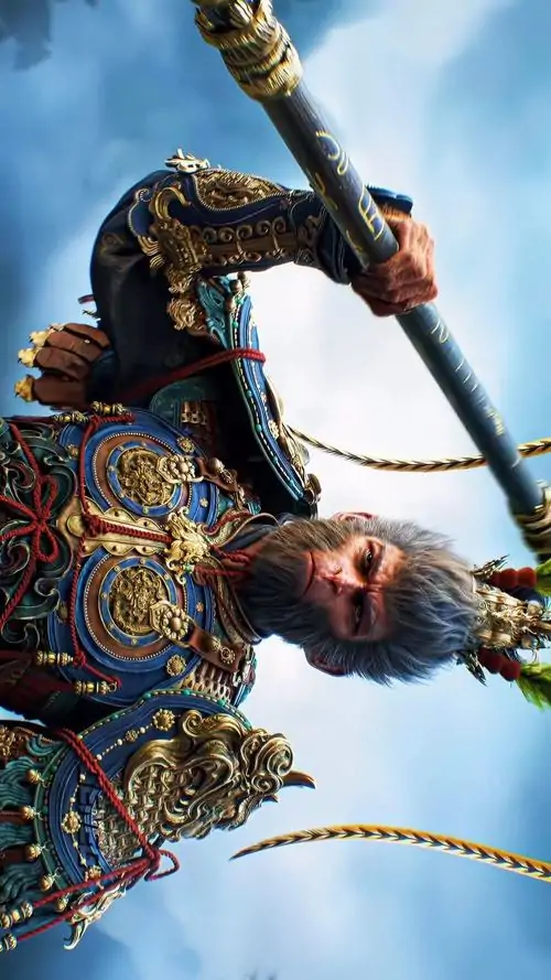 38 Ảnh nền game Black Myth Wukong đi vào phần vai giáp và ánh nhìn nghiêng sắc lạnh khiến chân dung này trông rất có hồn