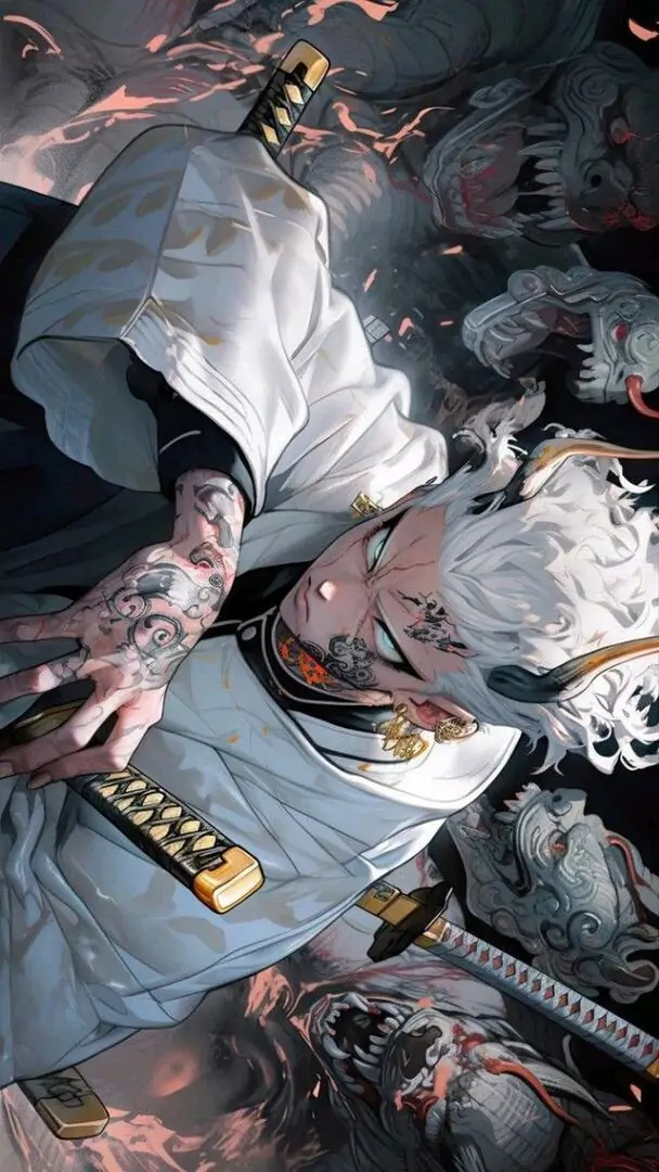 34 Nhân vật anime ngầu xuất hiện giữa lửa đỏ, đường nét mạnh làm màn hình rộng trông dữ mà vẫn đẹp mắt