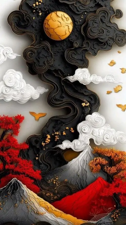 42 Ảnh nền phong cảnh 3d vòm hang nhìn ra thung lũng, màu sắc dẫn cảm xúc người xem theo hướng bí ẩn và lôi cuốn