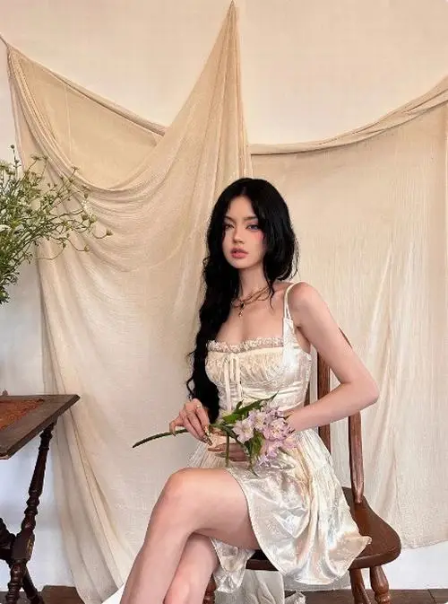 8 Ảnh người mẫu ngồi bên hoa trong váy kem nhẹ nhàng mang khí chất dịu dàng mà vẫn toát lên nét hấp dẫn