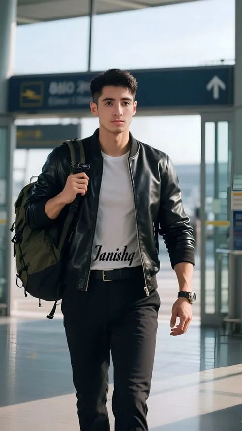 30 Mẫu ảnh nam kéo vali trong không gian sân bay với áo khoác tối màu gợi hình ảnh hiện đại và tự tin di chuyển