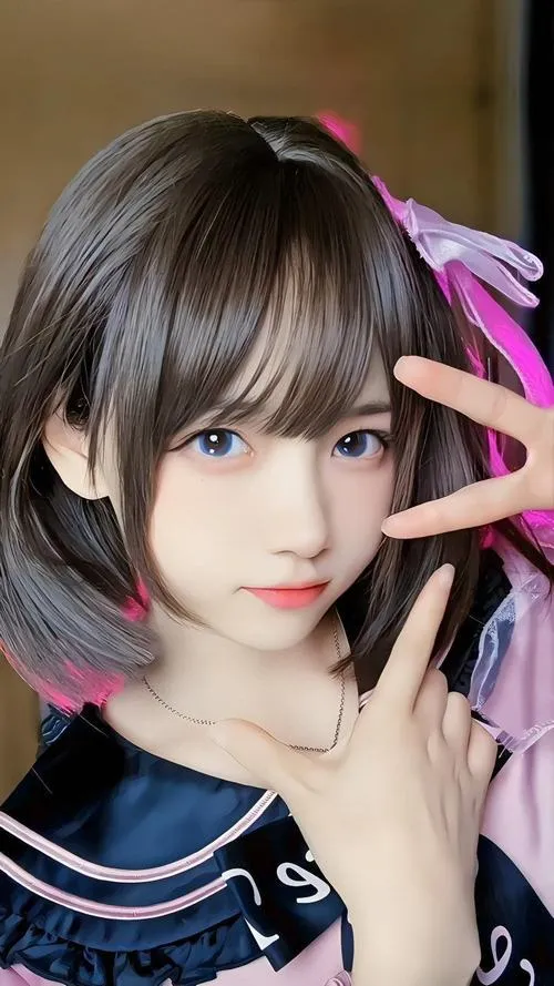 18 Thiếu nữ dễ thương cận mặt với mái nhuộm sáng và nơ tóc hồng tạo điểm nhấn đáng yêu rất riêng