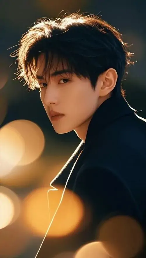 21 Ảnh trai nghiêng mặt giữa nền bokeh vàng ở ngoài trời tối, tóc gọn và sống mũi nổi bật trong ánh sáng hắt ngang, bức ảnh ít chi tiết nhưng rất ăn mắt, gợi đúng vẻ nam thần lạnh lùng đầy chiều sâu cảm xúc