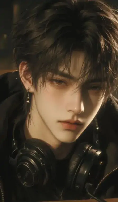 31 Ảnh anh chàng cận mặt dưới tông nâu tối, tai đeo tai nghe lớn và ánh nhìn gắt như xuyên máy ảnh, bố cục kín giúp gương mặt lên rất rõ, tổng thể lạnh, đẹp và có cảm giác bản lĩnh của người ít nói