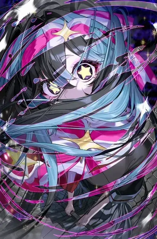 33 Ảnh anime dễ thương nhân vật tóc tối xoáy giữa dải màu tím hồng và đen, đôi mắt kính nổi bật giúp bố cục thêm cá tính, một hình nền manga đẹp cho ai thích nét vẽ thanh mảnh cùng chuyển động đầy kịch tính