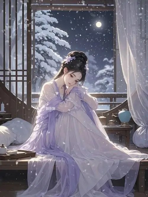 27 Dưới vòm cây cũ, cô gái áo trắng ngồi bên bàn trà nhỏ, tay giữ quạt tay còn mắt nhìn xa, sắc buồn rất điện ảnh phủ khắp mặt nước sau lưng, làm khung hình đẹp theo cách rất lặng