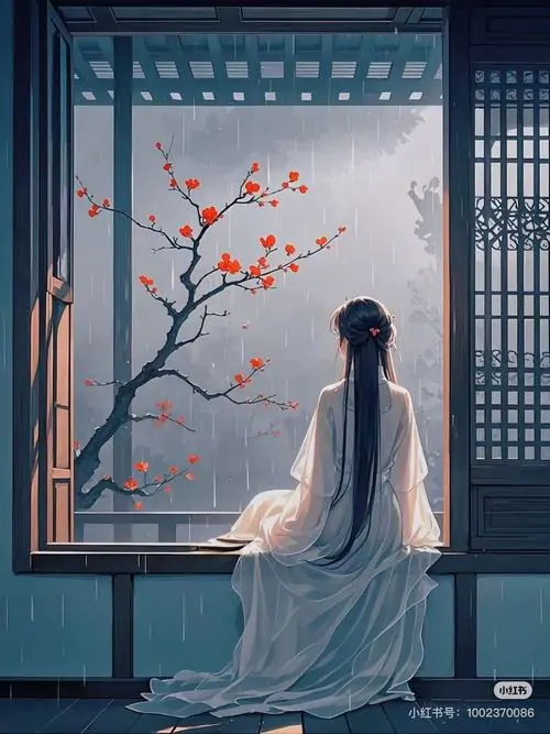 30 Hình anime mỹ nhân cổ phong buồn nàng áo tím đứng giữa mưa sao và khói mỏng, ánh mắt xa xăm hướng qua vai, nét đẹp mong manh hòa cùng khí chất lạnh lùng, tạo cảm giác vừa thực vừa mơ rất cuốn