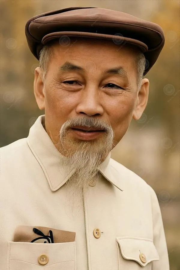 15 Ảnh chân dung Bác Hồ với mũ cát và áo kaki sáng màu tạo điểm nhấn đời thường rõ nét hợp tinh thần phong cách giản dị