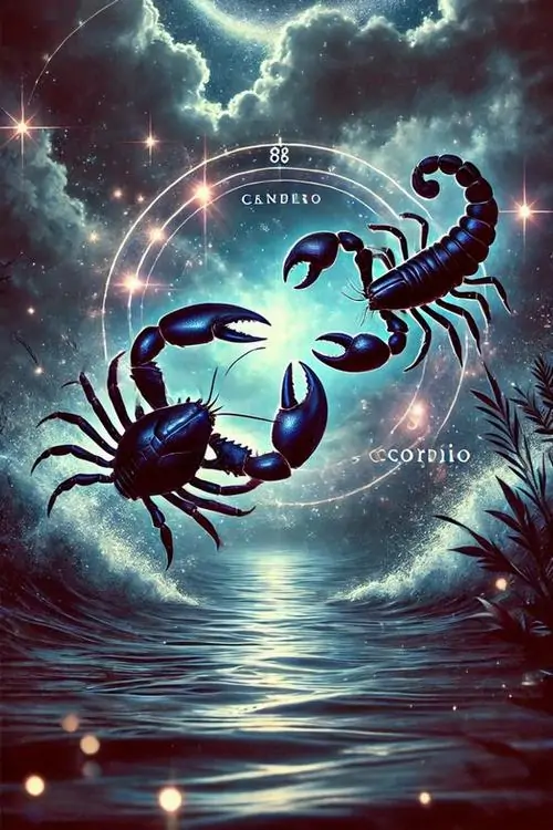 30 Hình nền đẹp Scorpio xanh ngọc trên mặt biển đêm với bọ cạp phát sáng đôi càng rõ nét tạo tổng thể đẹp nhất mà vẫn mềm