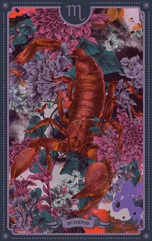 11 Ảnh nền Hổ Cáp đỏ tím phủ đầy hoa văn dày đặc làm nổi con bọ cạp giữa khu vườn siêu thực đậm chất chòm sao hoàng đạo