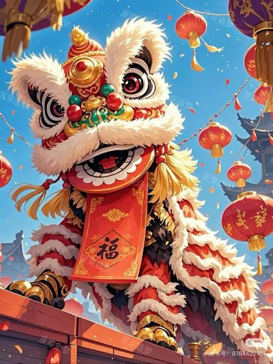 25 Hình nền 4K con lân đỏ cam với miệng mở lớn và ánh nhìn thẳng tạo cảm giác phấn khởi cực mạnh cho màn hình