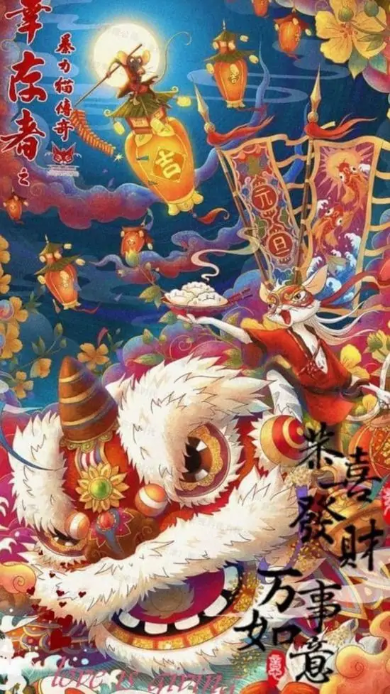 13 Ảnh dọc đầu lân trắng đỏ đặt trên bục gỗ trong không gian hội quán làm nổi rõ chi tiết thủ công giàu bản sắc