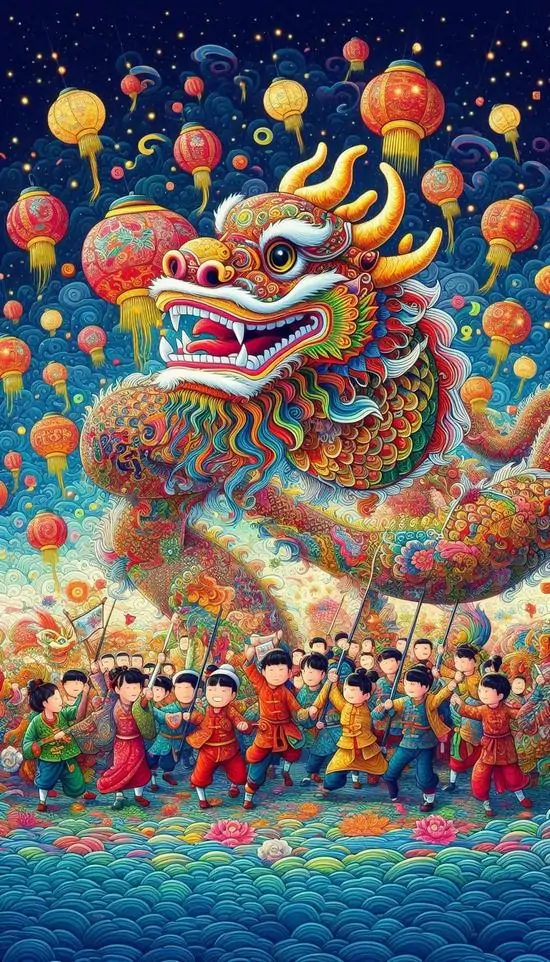 3 Hình nền đẹp con lân lông trắng vàng bước trên mây khói mềm tạo tổng thể rực rỡ và rất có hồn lễ hội