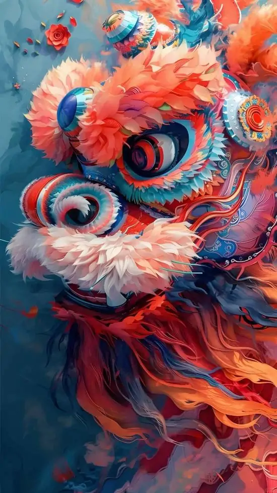 22 Hình ảnh lân nhảy hội tập trung vào người diễn bên trong thân lân cho thấy năng lượng tích cực và nhịp biểu diễn rất rõ