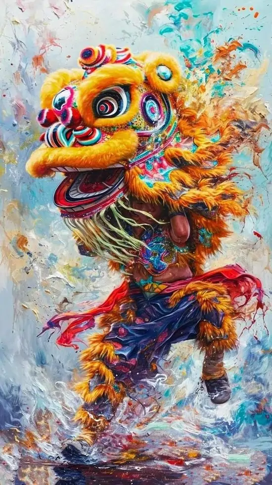 6 Ảnh bìa con lân vàng lông dày đứng chính diện trong ánh đèn đêm tạo cảm giác linh vật vừa gần gũi vừa oai phong