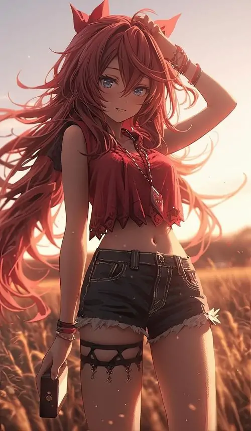 59 Thiếu nữ tóc hồng đưa tay lên môi trong chiếc áo len mềm, ánh nhìn rụt rè và dáng ngồi kín đáo tạo nên biểu cảm bối rối rất duyên, hợp làm hình anime nữ đáng yêu cho ai mê style nhẹ và ngọt