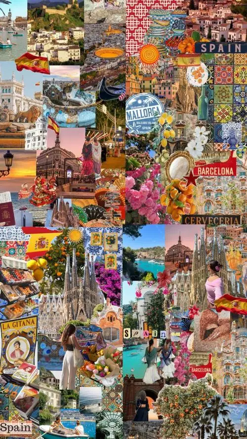 1 Tranh ghép nhiều khung cảnh tạo thành bộ ảnh Tây Ban Nha sinh động gợi vẻ đẹp Tây Ban Nha đầy màu sắc và cảm hứng lãng du