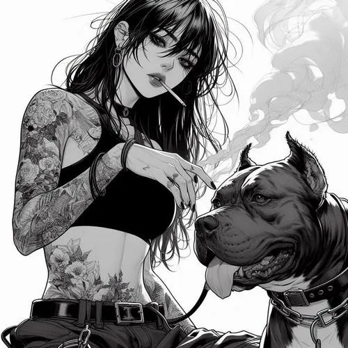 11 Nhân vật nữ anime đứng nghiêng trong tông đen trắng mái tóc tương phản buông rũ làm tổng thể thêm ma mị