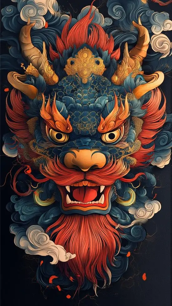 7 Hình nền điện thoại mặt quỷ đỏ râu lửa nổi khối rõ tông tối mạnh rất hợp đt thích chất bí ẩn