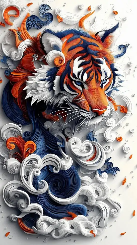 8 Ảnh wallpaper hổ trắng cam cuộn sóng có màu tương phản tốt khiến giao diện điện thoại trên mobile nhìn bừng sáng