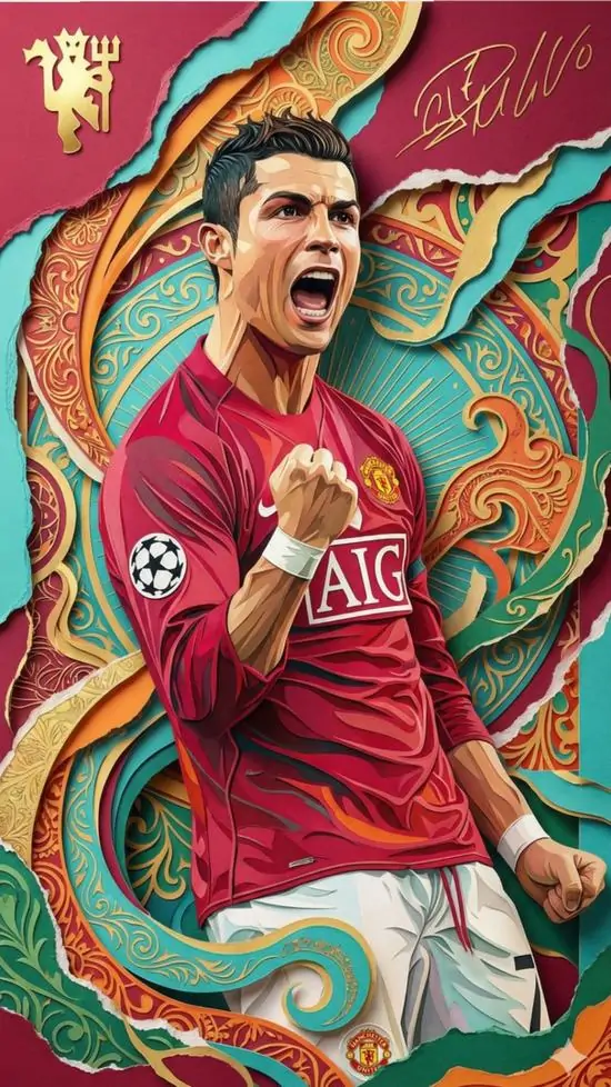 4 Ảnh nền Ronaldo 3D trên máy tính mang phong cách đồ họa số cùng chiều sâu thị giác, hợp người thích giao diện cá tính và gọn mắt