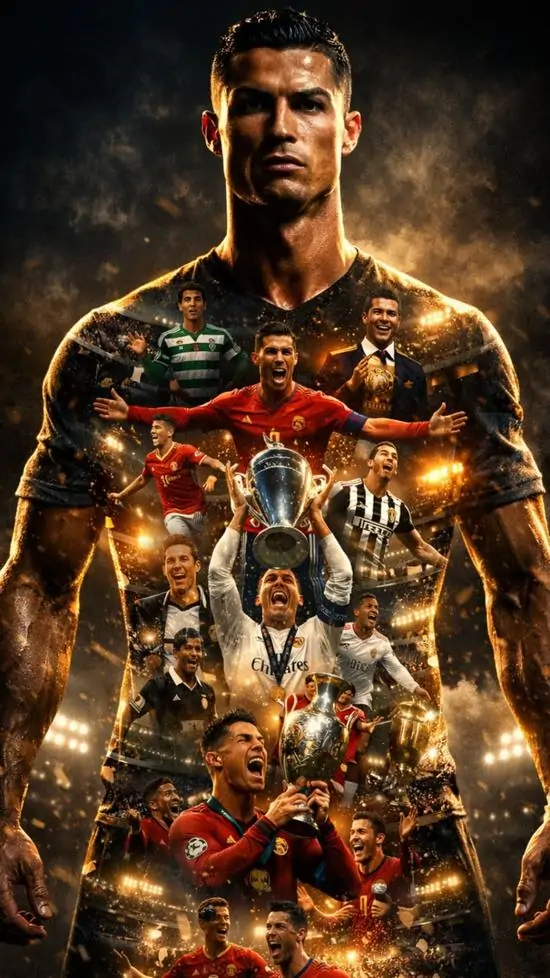 11 Ảnh Ronaldo không gian ba chiều trên màn hình lớn tạo hiệu ứng chuyển lớp tinh tế, giúp nhân vật như bước ra khỏi khung nền