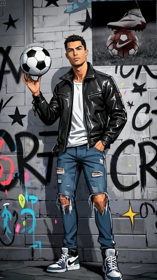 16 Ảnh nền CR7 nổi khối cho đt khắc họa áo số 7 và viền sáng rõ, hợp người thích màn hình có điểm nhấn mạnh