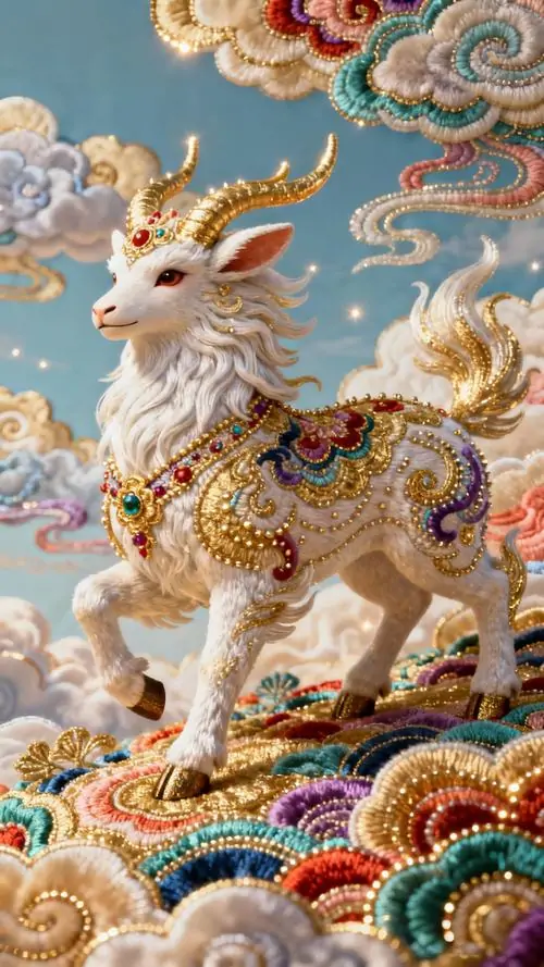19 Hình nền dê phong thủy khắc họa dê trắng ngọc trên nền mây son giúp không gian số sáng hơn và giữ cát khí dài lâu