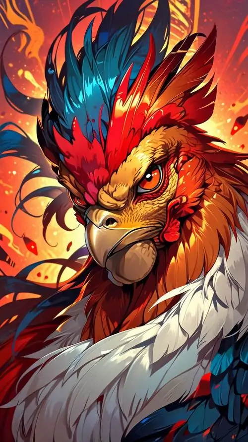 10 Nền điện thoại con gà cận cảnh bộ lông đỏ cam bốc lửa tạo khí thế mạnh mẽ và tiếp thêm vận may trong công việc