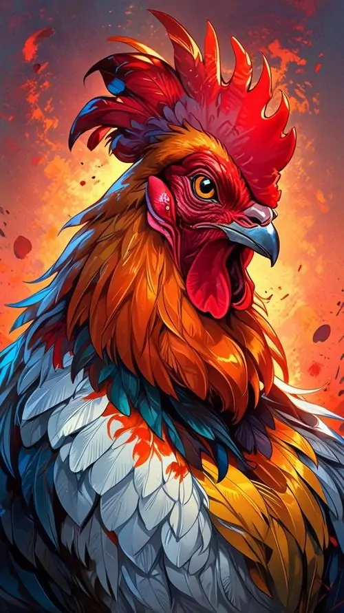 15 Hình nền đẹp chụp cận đầu gà lông rực nhiều lớp làm nổi bật ánh nhìn quyết liệt và nguồn năng lượng chiêu tài