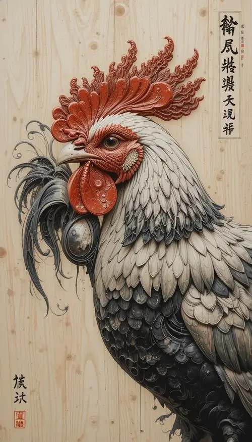 18 Nền điện thoại con gà khắc họa chân dung gà xám mào đỏ lớn nổi khối rõ ràng mang khí chất vững chãi và cát lành