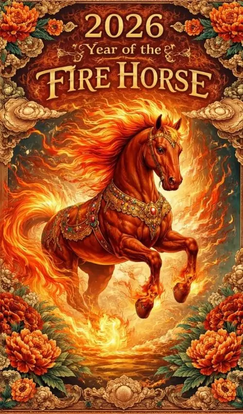 9 Nền ngựa lửa chủ đề Bính Ngọ nổi bật sắc đỏ cam rực rỡ tượng trưng cho vận may tăng trưởng và tinh thần tiến lên