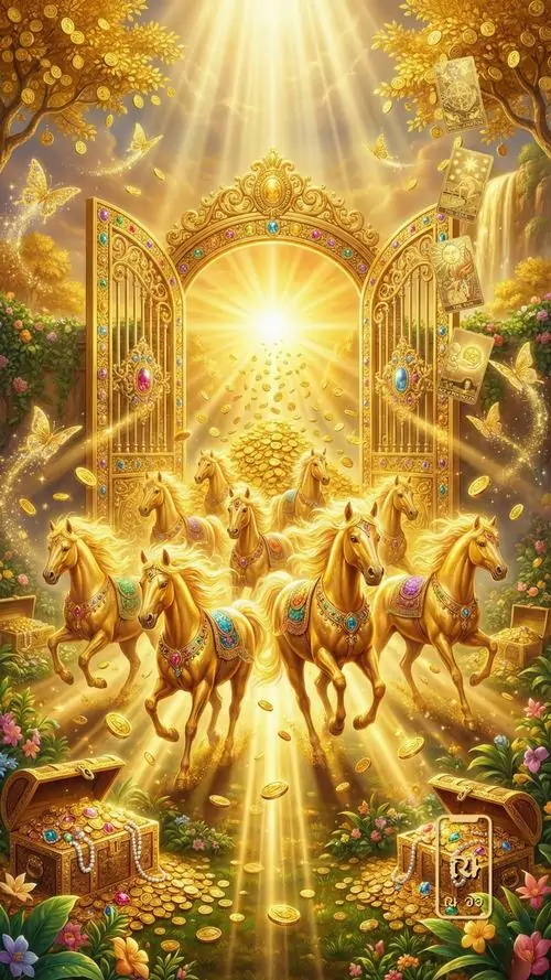 12 Hình nền bát mã dưới luồng sáng chói cùng đàn ngựa phía xa gợi bát mã truy phong và mong cầu công danh khởi sắc