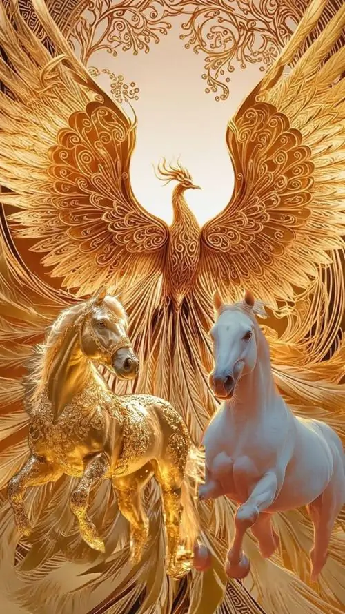 15 Hình nền con ngựa dưới đôi cánh lớn và ánh sáng ấm gợi phóng khoáng giúp mở rộng cơ hội và chiêu gọi quý nhân